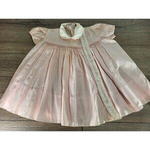 Vintage Filenes French Shops Pink Smocked Embroidered Made In Italy Dress